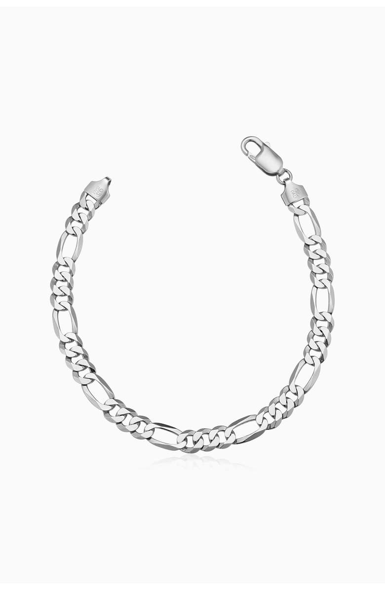 Oradina Men's Founders Figaro Bracelet in Sterling Silver, Main, color, Silver