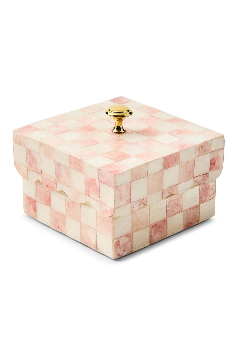 Rosy Check Capiz Scalloped Box, Main, color, ROSY