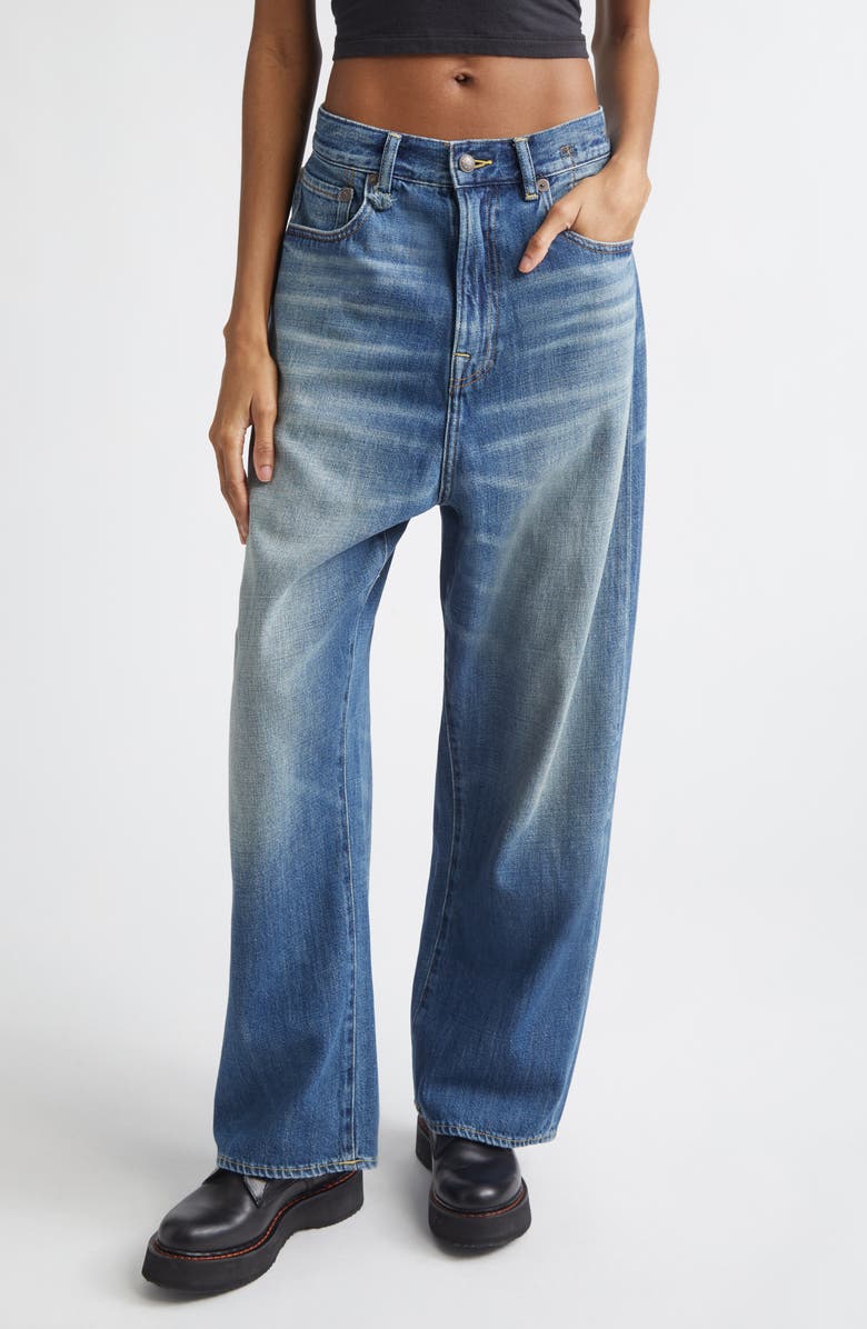 R13 Venti Baggy Wide Leg Jeans, Main, color, Raine Blue