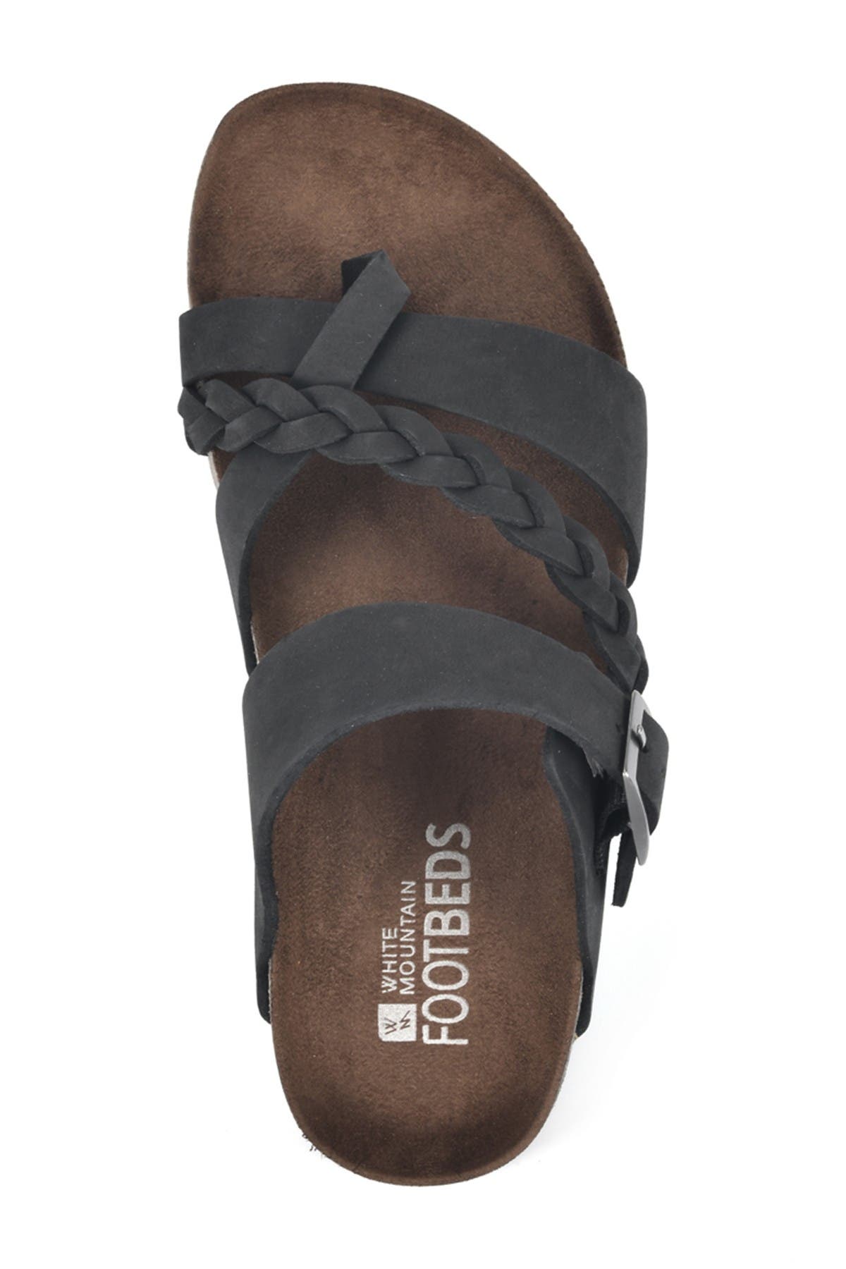 White Mountain Footwear Hazy Leather Footbed Sandal, Alternate, color, Black/Nubuck