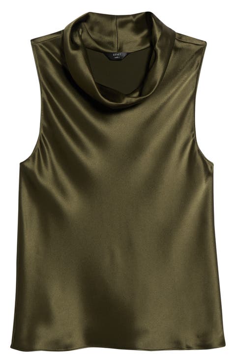 Barb Cowl Neck Sleeveless Satin Top