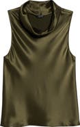 LESET Barb Cowl Neck Sleeveless Satin Top