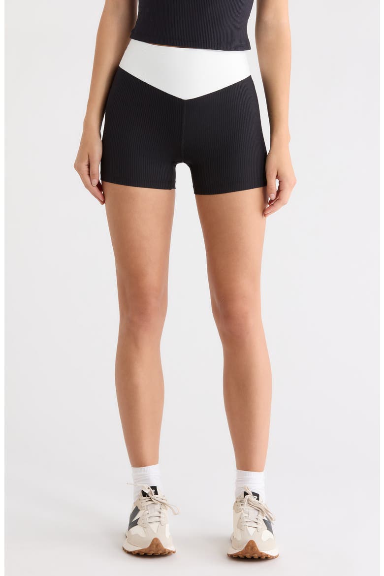 Two-Tone Dip Shorts, Main, color, BLACK/WHITE