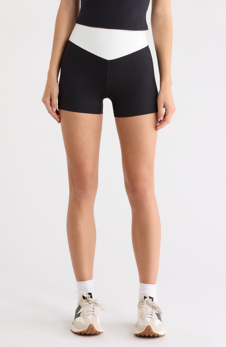 Year of Ours Two-Tone Dip Shorts, Main, color, Black/White