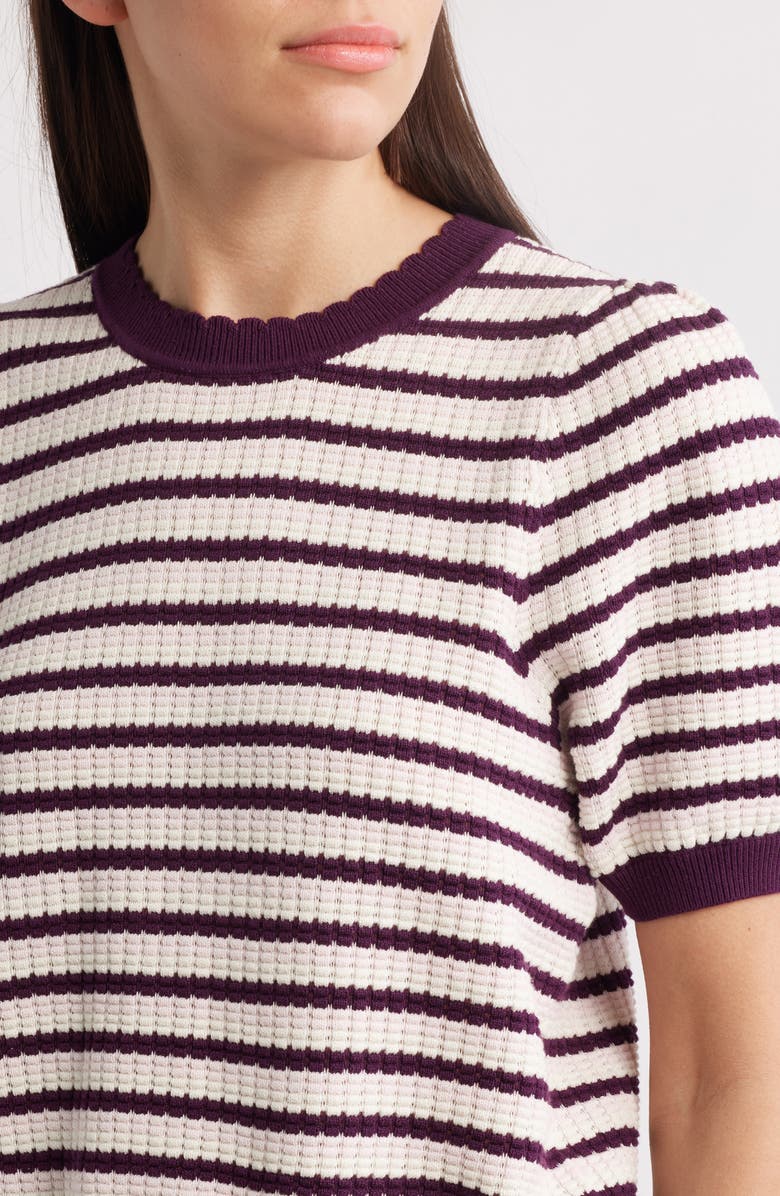 & Other Stories Scalloped Detail Puff Sleeve Cotton Sweater, Alternate, color,