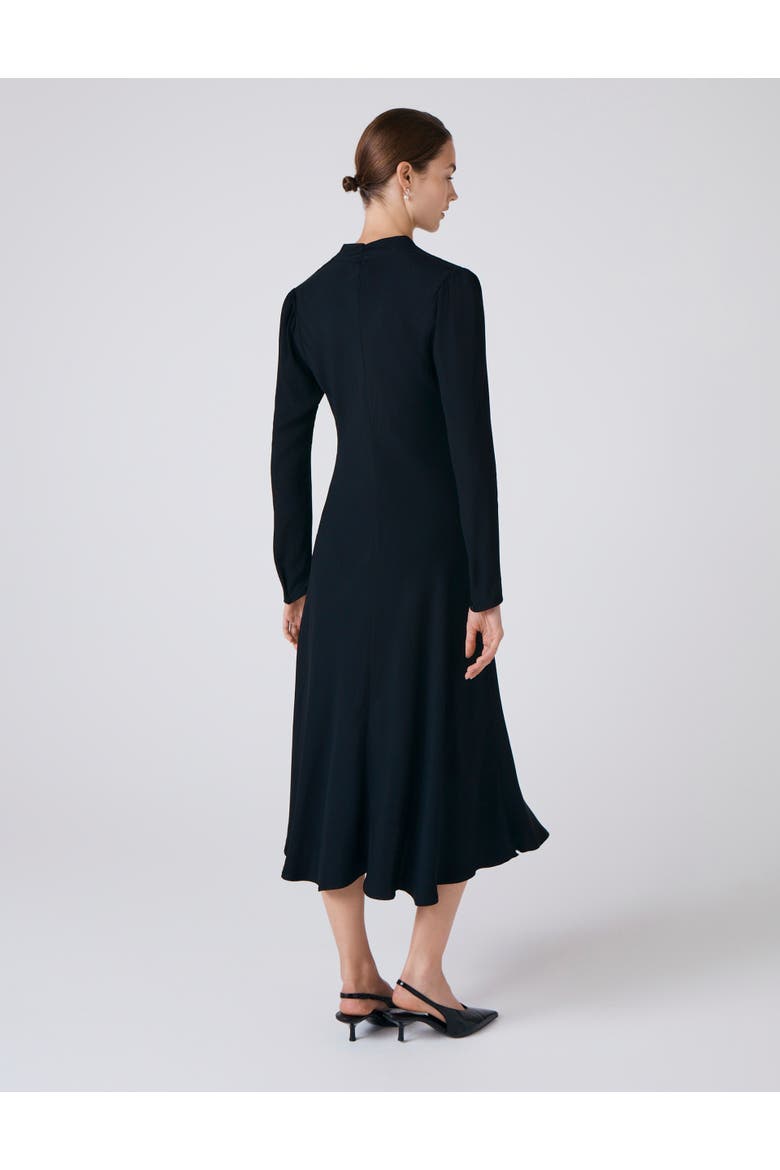 Cecelia Crepe V Neck Midi Dress, Alternate, color, Black
