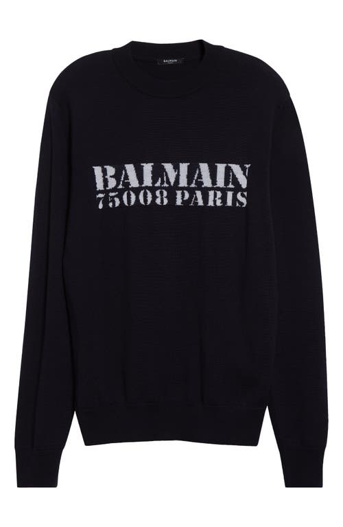 Balmain Blue Wool Sweater With Logo In Blue