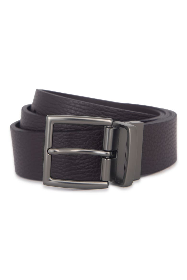 Pebble Leather Belt, Main, color, CACAO BROWN/ MATTE GUNMETAL