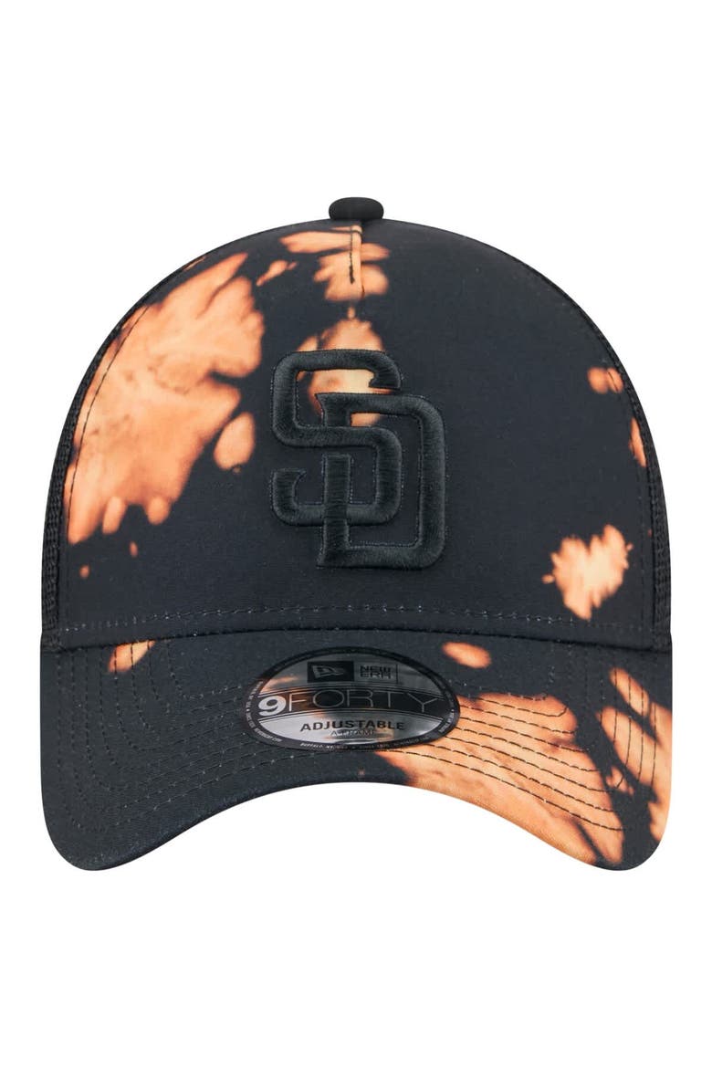 Men's New Era  Black San Diego Padres Bleached A-Frame 9FORTY Adjustable Hat, Alternate, color, Black