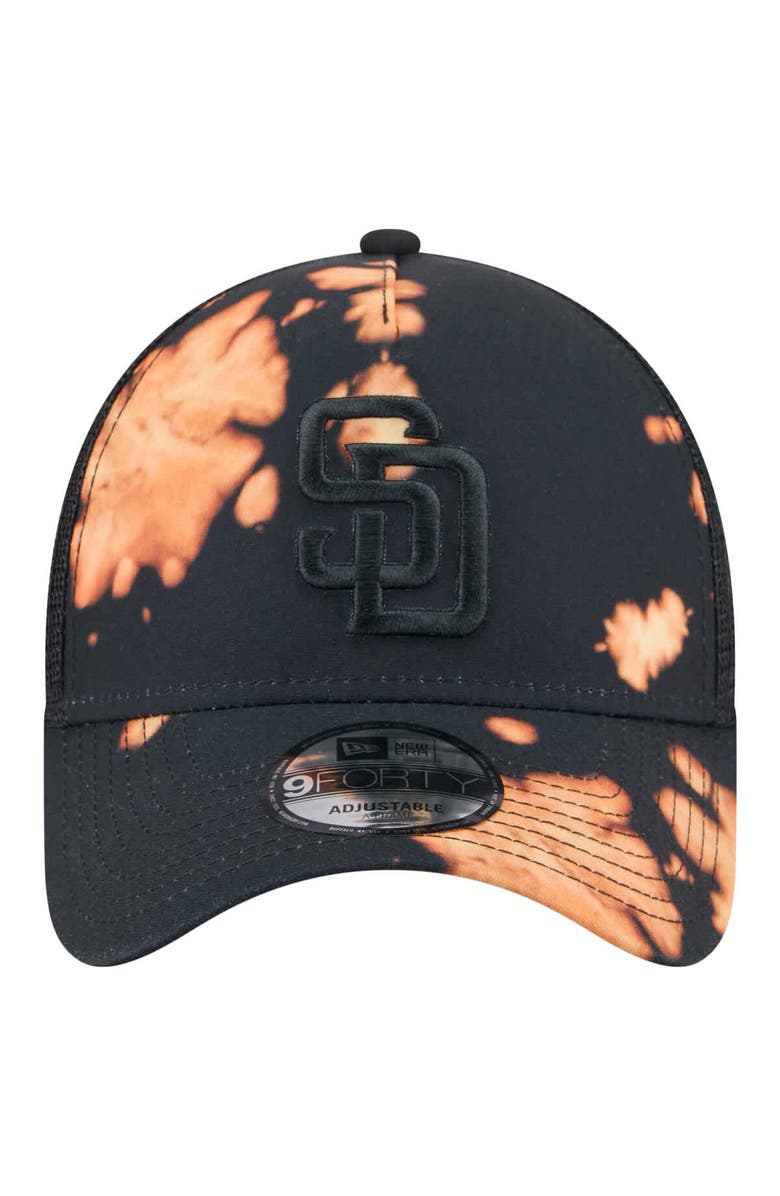 New Era Men's New Era Black San Diego Padres Bleached A-Frame 9FORTY Adjustable Hat, Alternate, color, Black