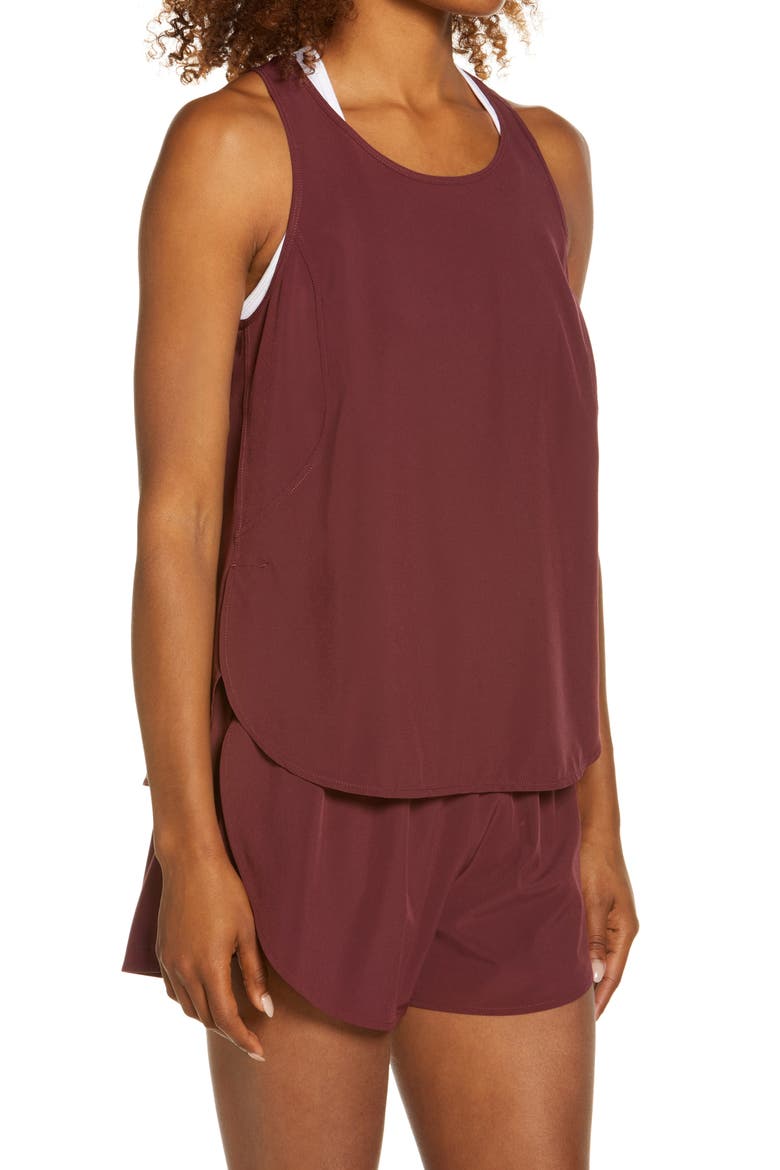 Run In Reflective Stretch Woven Tank, Alternate, color, BURGUNDY LONDON