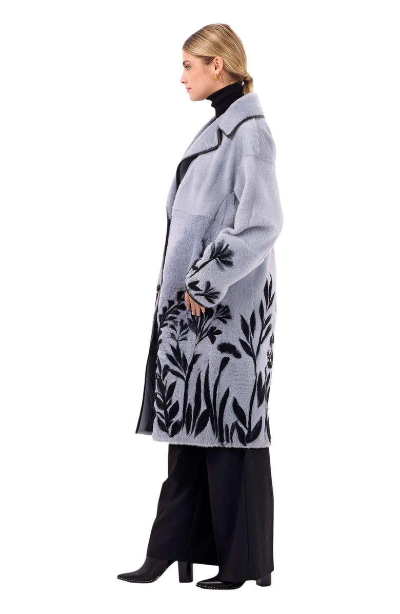 GORSKI Reversible Shearling Lamb Short Coat, Alternate, color, Periwinkle/Black Floral