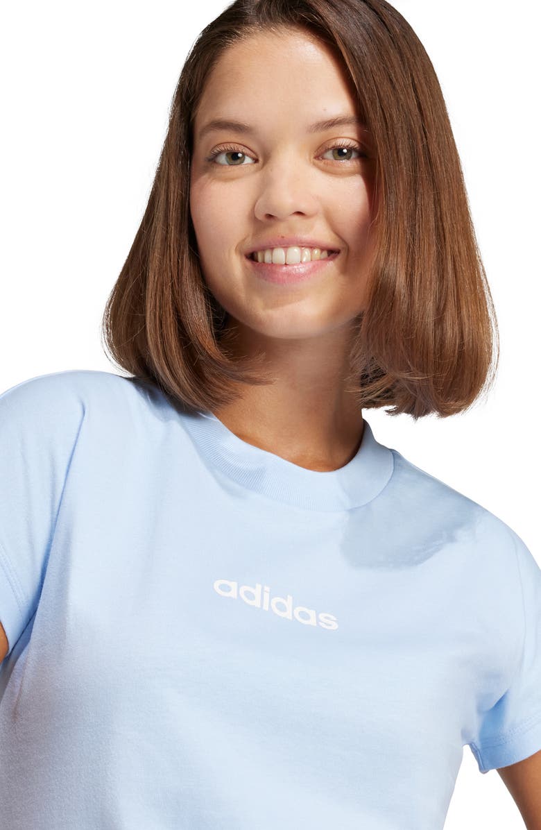 adidas Linear Logo Graphic T-Shirt, Alternate, color, Glow Blue/ White