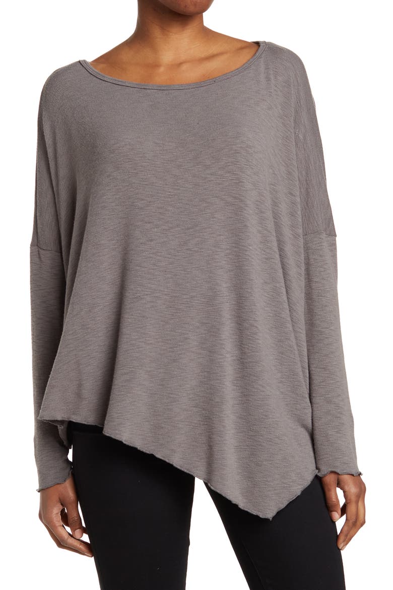 Assymetrical Hem Dolman Sleeve Sweater, Main, color, SLATE