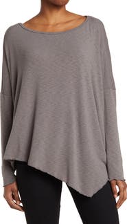 GO COUTURE Assymetrical Hem Dolman Sleeve Sweater