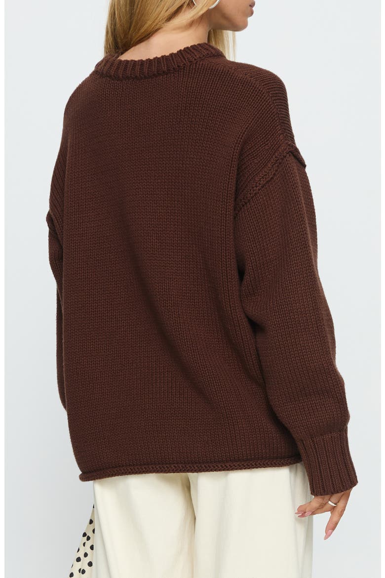 Wilda Oversize Cotton Crewneck Sweater, Alternate, color, BROWN