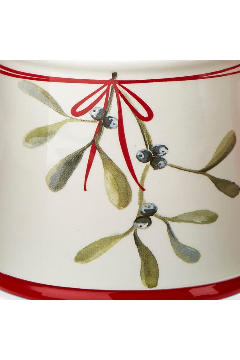 Kisses Under The Mistletoe Ceramic Mug Christmas Drinkware, Alternate, color, Red