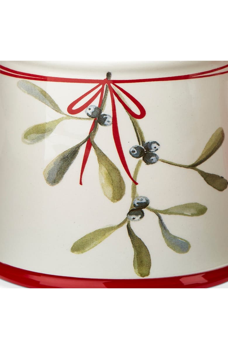 tag Kisses Under The Mistletoe Ceramic Mug Christmas Drinkware, Alternate, color, Red