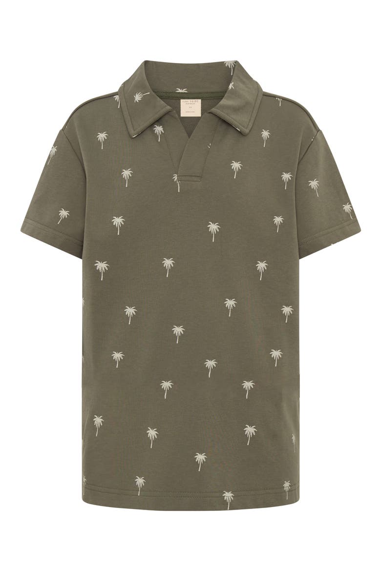 Kids' Palm Tree Print Polo, Main, color, OLIVE