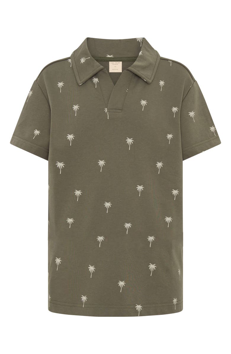 TINY TRIBE Kids' Palm Tree Print Polo, Main, color, Olive