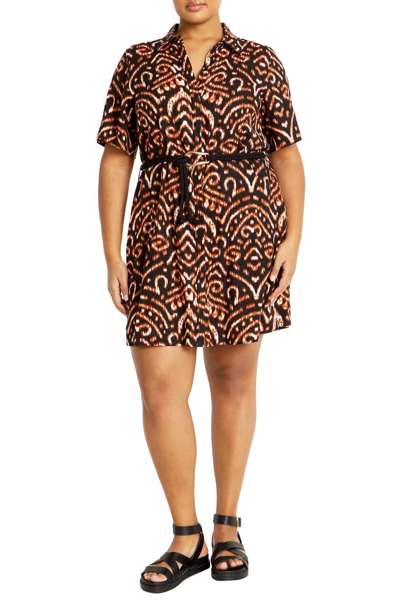 Amara Belted Shirtdress, Main, color, IKAT