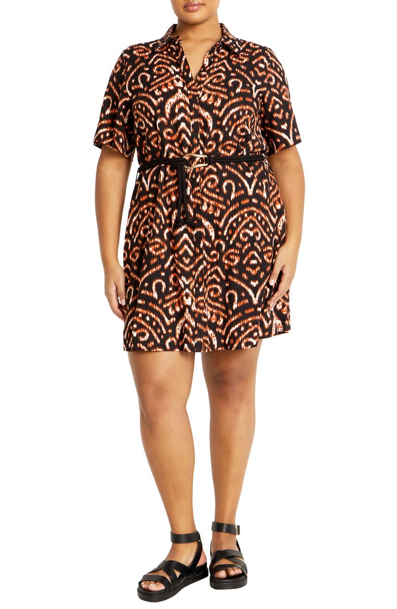 City Chic Amara Belted Shirtdress, Main, color, 