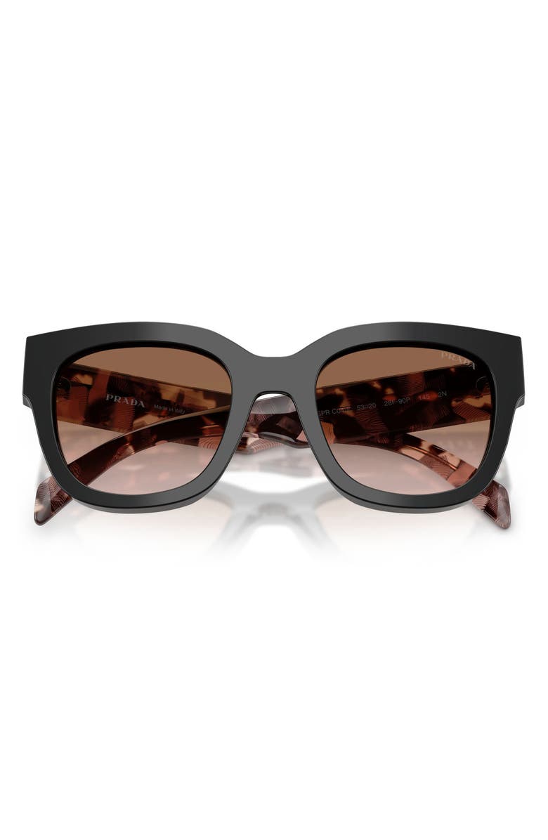 Prada 53mm Square Sunglasses, Alternate, color, Black / Brown Gradient