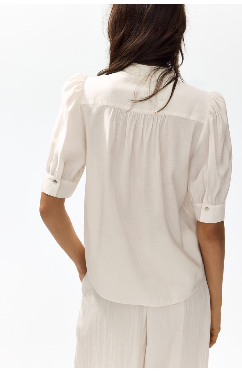 H&M Puff-sleeved Blouse, Alternate, color, Light Beige