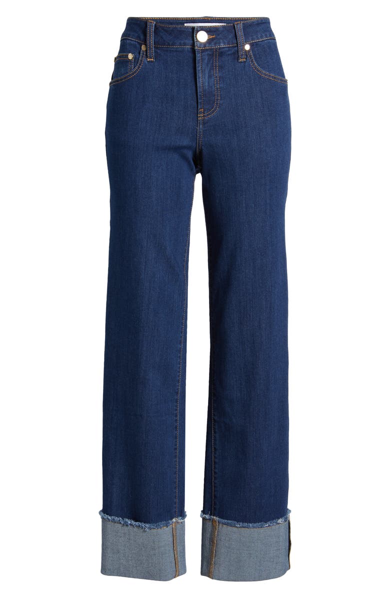 1822 Denim High Waist Cuff Straight Leg Jeans, Alternate, color,