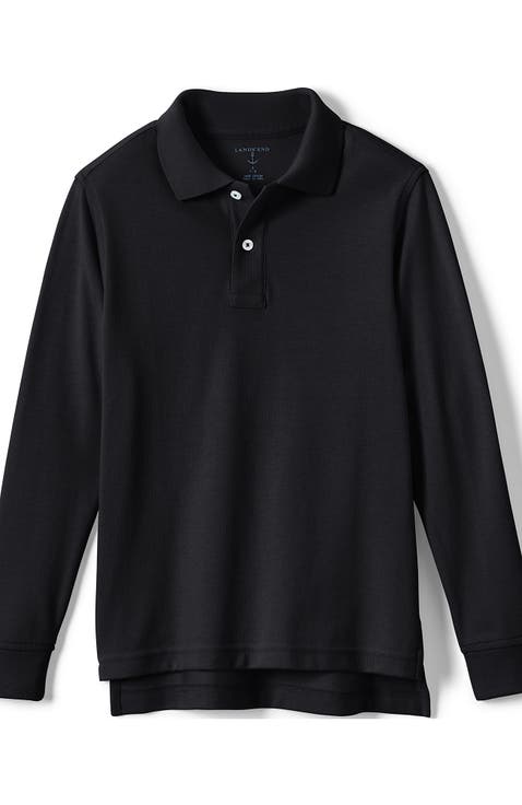 School Uniform Kids Long Sleeve Mesh Polo Shirt