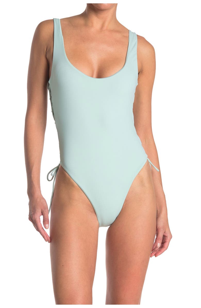 The Bikini Lab Solids Lace-up Side High-leg One Piece, Main, color, 