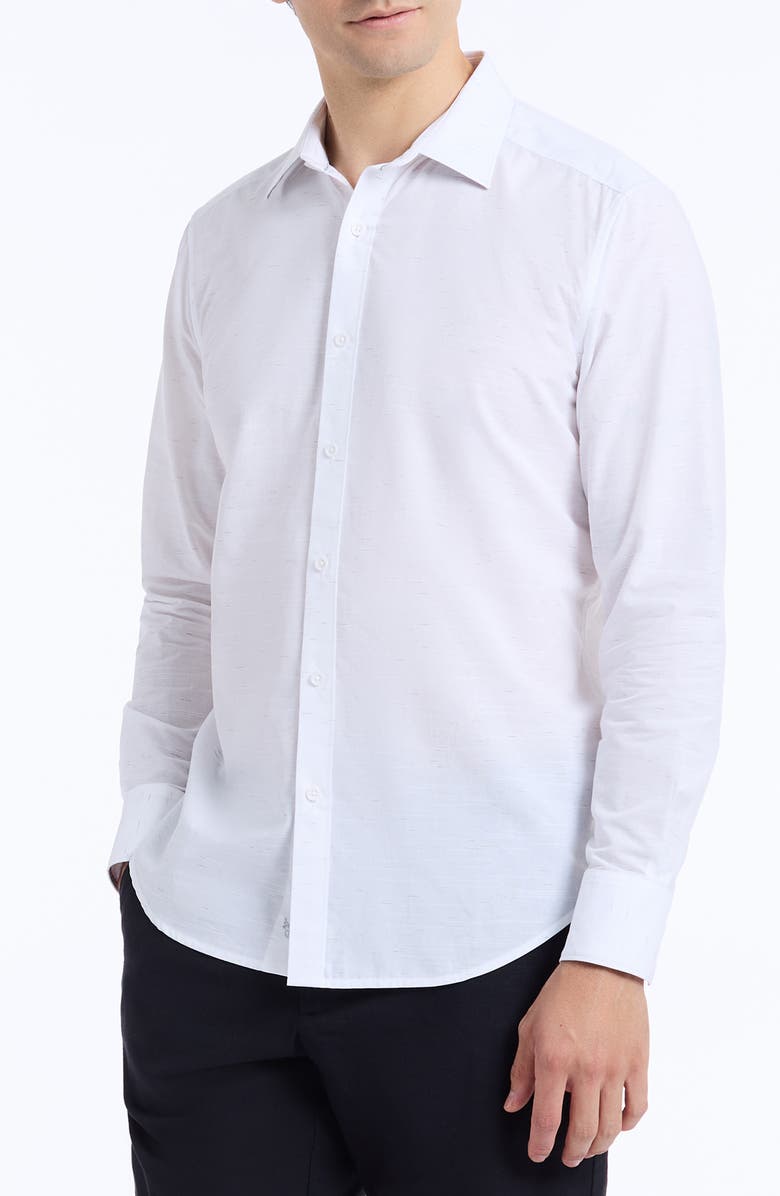 Robert Graham Avondale Cotton Button-Up Shirt, Alternate, color, Ivory