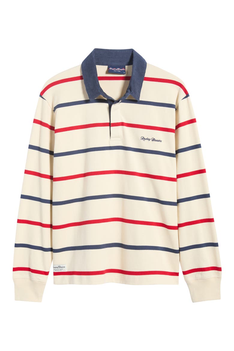 Harrison Corduroy Collar Long Sleeve Organic Cotton Rugby Polo, Main, color, CREAM