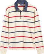 ROWING BLAZERS Harrison Corduroy Collar Long Sleeve Organic Cotton Rugby Polo