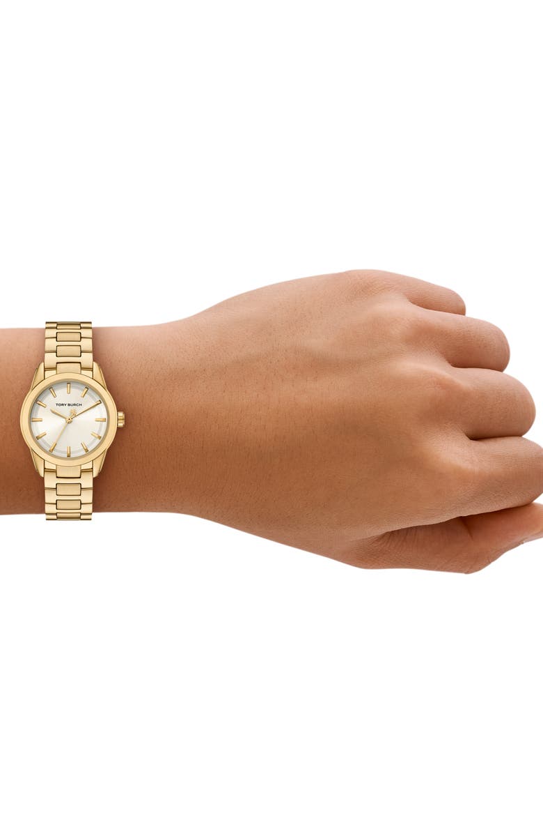 Tory Burch The Small Miller Bracelet Watch, 28mm, Alternate, color, Pale Gold