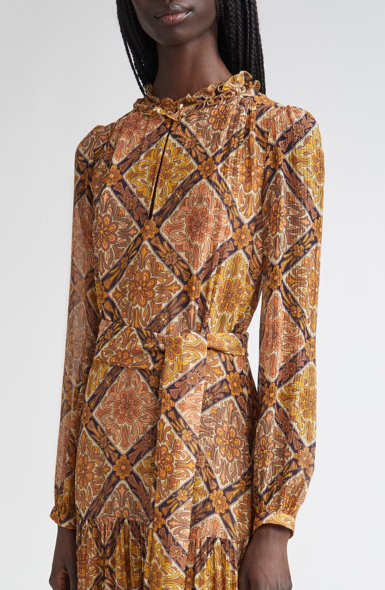 Etro Floral Print Long Sleeve Crepon Midi Dress, Alternate, color, Stampa F.do Bejge