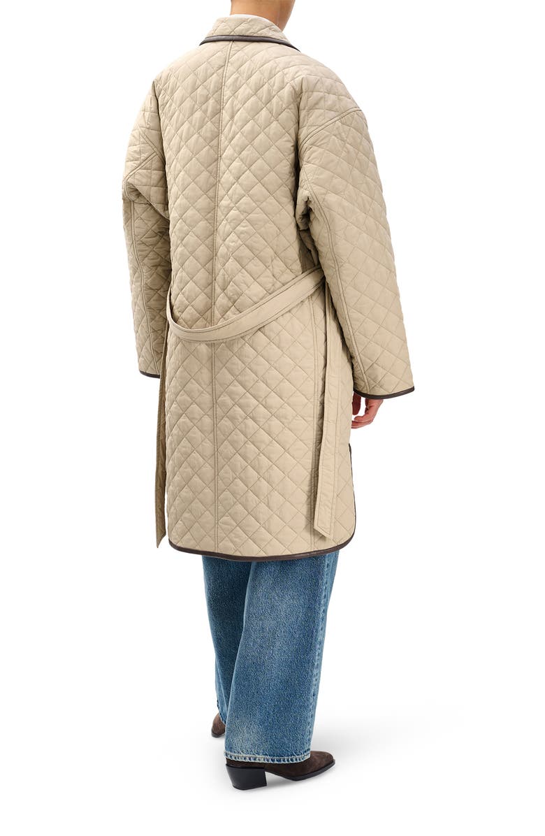 rag & bone Kelly Oversize Faux Leather Trim Quilted Jacket, Alternate, color, Tan