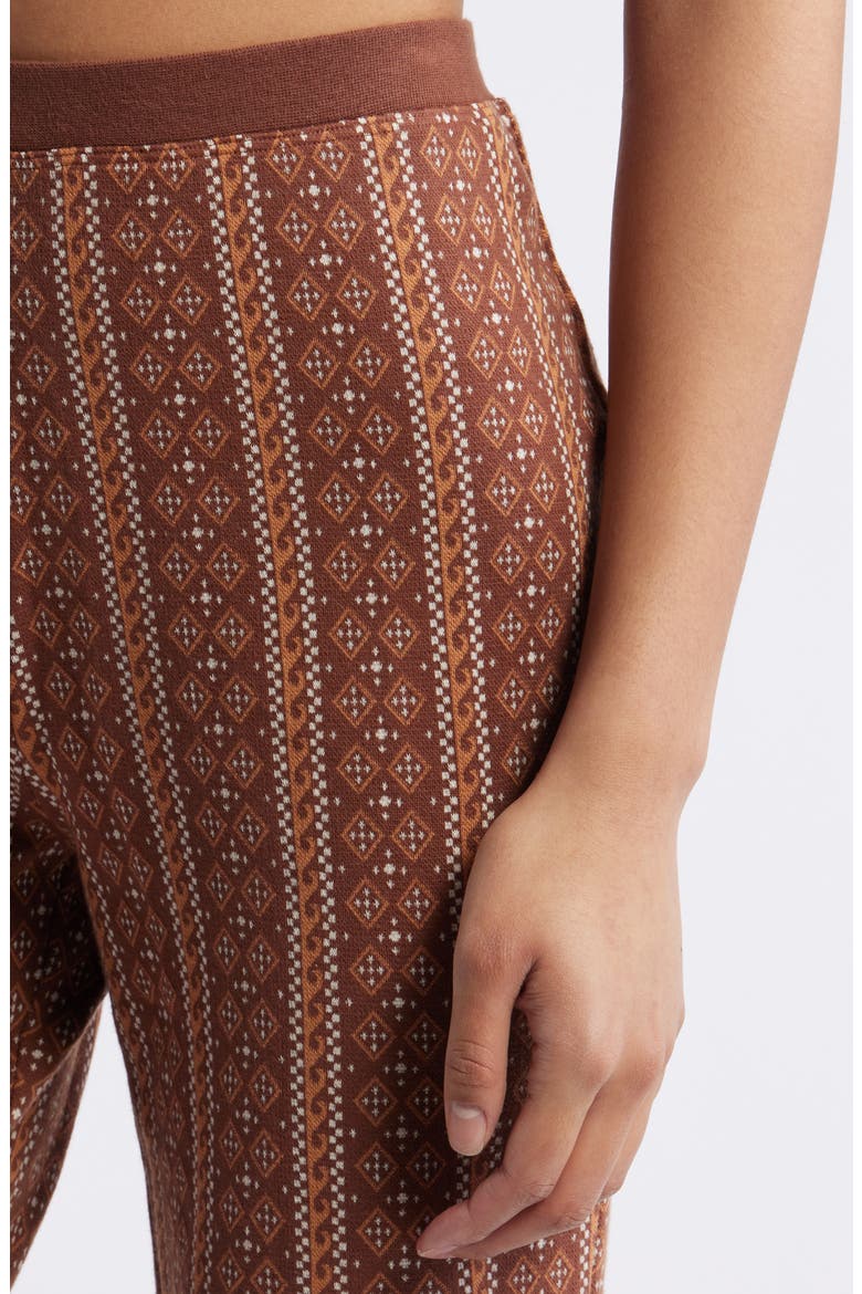 San Carlos Mixed Print Jacquard Flare Pants, Alternate, color, BROWN