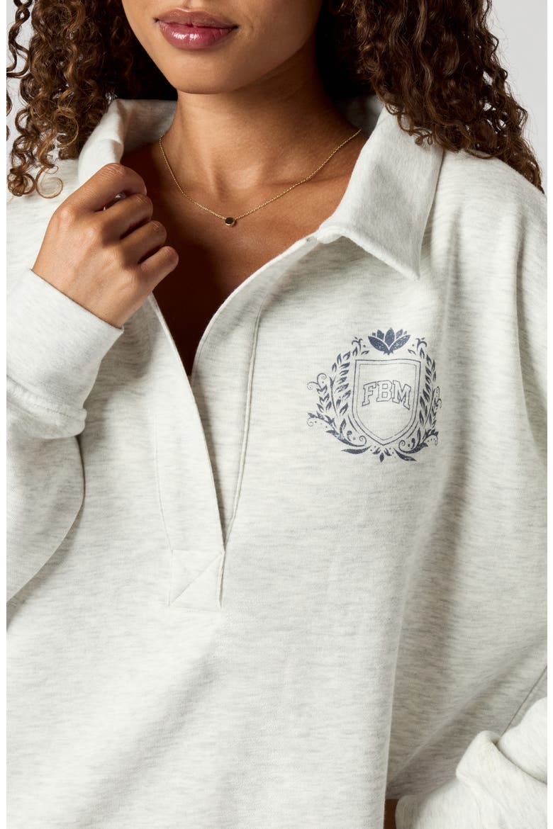 Polo Collar Sweatshirt, Alternate, color, HEATHER ICE