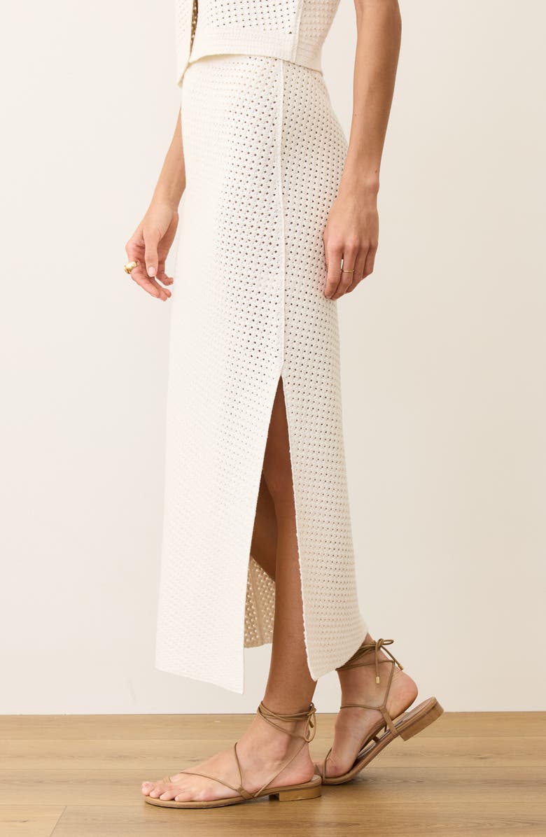 Marine Layer Sands Open Stitch Midi Sweater Skirt, Alternate, color, Cream