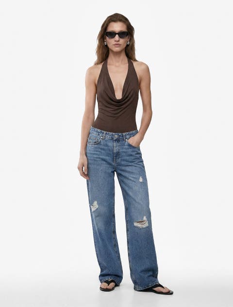 Halter Neck Drape Bodysuit