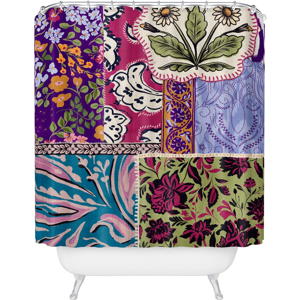 Deny Designs Boho Patchwork Shower Curtain In Green