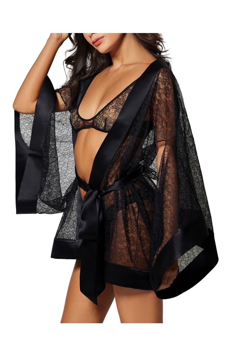 Kiki de Montparnasse Petite Fleur Kimono, Alternate, color, Black