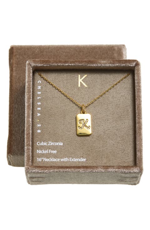 Pav9 Initial Tag Necklace