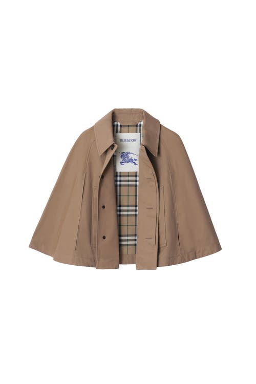 Burberry Cropped Cotton Twill Cape In Trail
