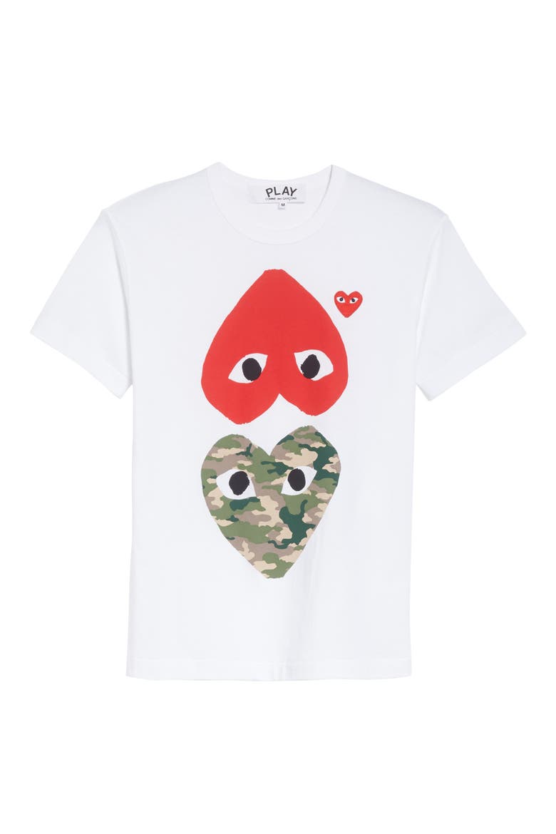 Camo Double Heart T-Shirt, Alternate, color, WHITE 1