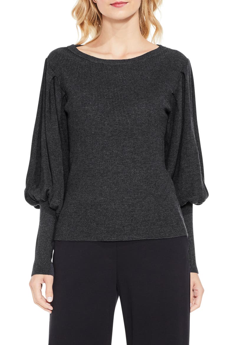 Bubble Sleeve Sweater, Main, color, MEDIUM HEATHER GREY