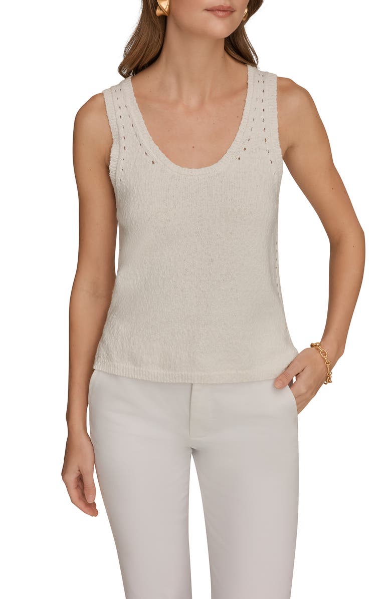 Donna Karan New York Pointelle Stitch Sweater Tank, Main, color, Cream