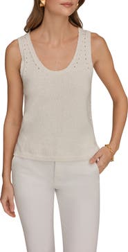 Donna Karan New York Pointelle Stitch Sweater Tank