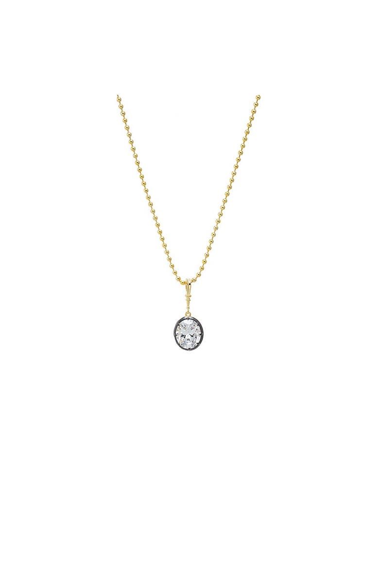 CZ Oval Encased Statement Necklace Charm, Main, color, Gold
